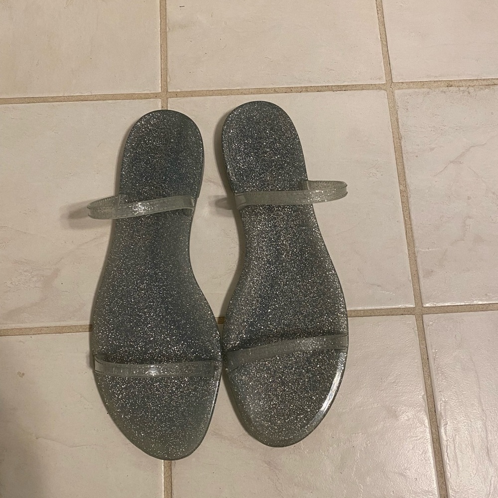 Stuart Weitzman Silver Glitter Sandals